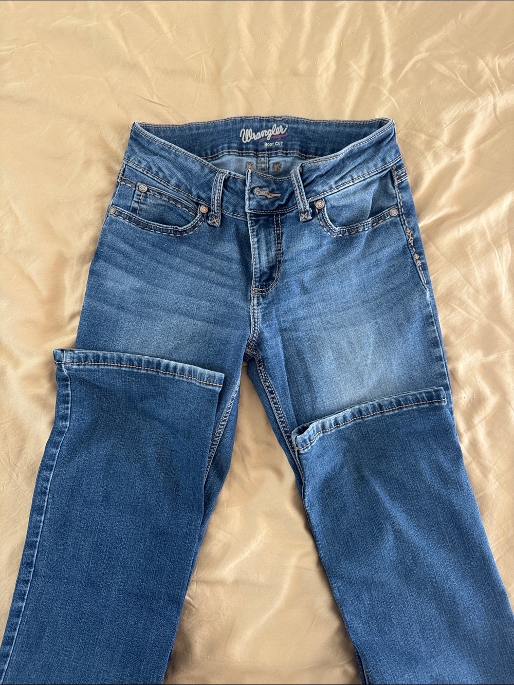 Wrangler Blue Patchwork Flare Jeans - Picture 4 of 5